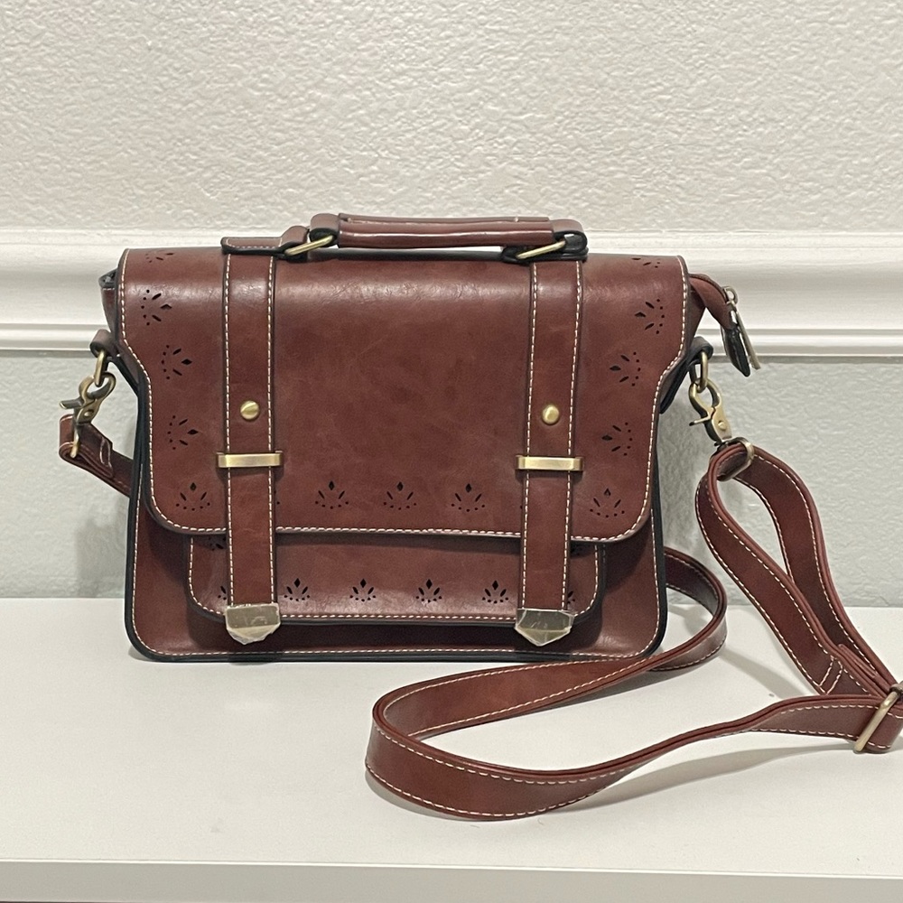 Ecosusi brown leather satchel purse
